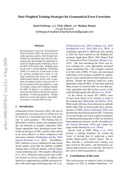 Data Weighted Training Strategies for Grammatical Error Correction