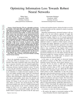 Optimizing Information Loss Towards Robust Neural Networks