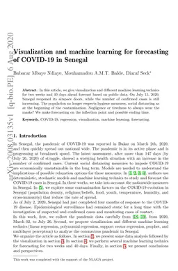 Visualization and machine learning for forecasting of COVID-19 in
  Senegal
