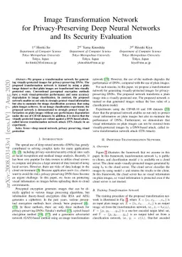 Image Transformation Network for Privacy-Preserving Deep Neural Networks
  and Its Security Evaluation