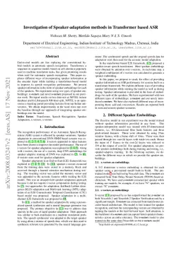 Investigation of Speaker-adaptation methods in Transformer based ASR