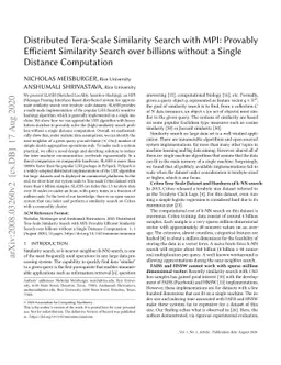 Distributed Tera-Scale Similarity Search with MPI: Provably Efficient
  Similarity Search over billions without a Single Distance Computation