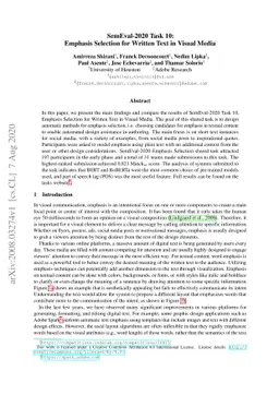 SemEval-2020 Task 10: Emphasis Selection for Written Text in Visual
  Media