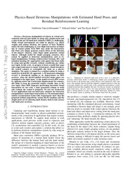 Physics-Based Dexterous Manipulations with Estimated Hand Poses and
  Residual Reinforcement Learning