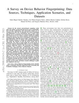 A Survey on Device Behavior Fingerprinting: Data Sources, Techniques,
  Application Scenarios, and Datasets