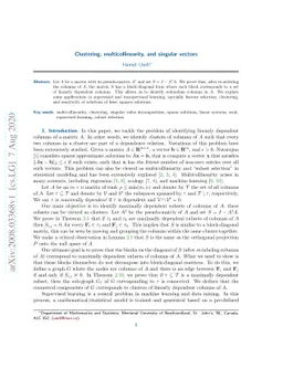 Clustering, multicollinearity, and singular vectors
