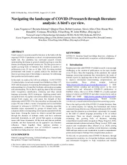 Navigating the landscape of COVID-19 research through literature
  analysis: A bird's eye view