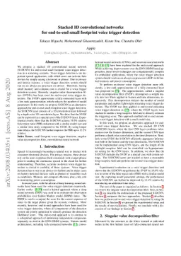 Stacked 1D convolutional networks for end-to-end small footprint voice
  trigger detection