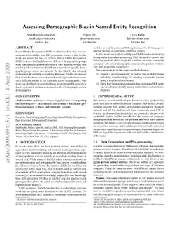 Assessing Demographic Bias in Named Entity Recognition
