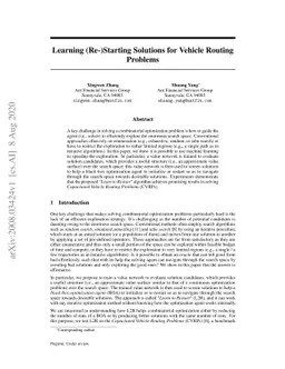 Learning (Re-)Starting Solutions for Vehicle Routing Problems