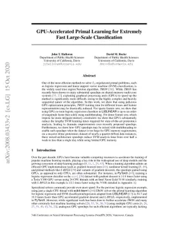 GPU-Accelerated Primal Learning for Extremely Fast Large-Scale
  Classification