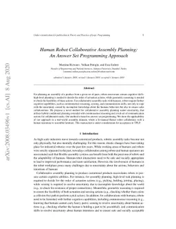 Human Robot Collaborative Assembly Planning: An Answer Set Programming
  Approach
