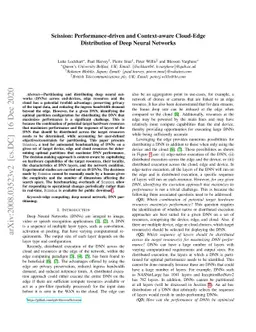 Scission: Performance-driven and Context-aware Cloud-Edge Distribution
  of Deep Neural Networks