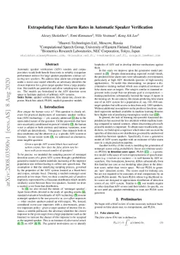 Extrapolating false alarm rates in automatic speaker verification