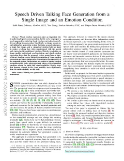 Speech Driven Talking Face Generation from a Single Image and an Emotion
  Condition