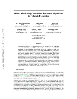 Mime: Mimicking Centralized Stochastic Algorithms in Federated Learning