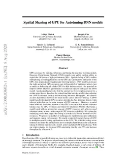Spatial Sharing of GPU for Autotuning DNN models