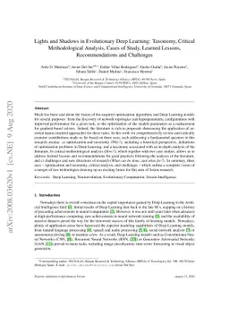 Lights and Shadows in Evolutionary Deep Learning: Taxonomy, Critical
  Methodological Analysis, Cases of Study, Learned Lessons, Recommendations and
  Challenges