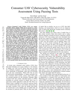 Consumer UAV Cybersecurity Vulnerability Assessment Using Fuzzing Tests