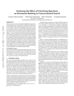 Analysing the Effect of Clarifying Questions on Document Ranking in
  Conversational Search