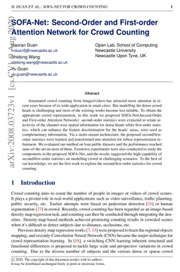 SOFA-Net: Second-Order and First-order Attention Network for Crowd
  Counting