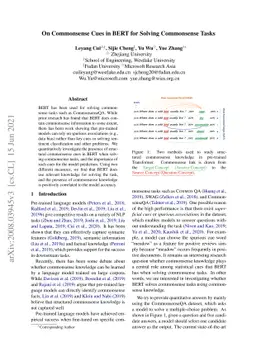On Commonsense Cues in BERT for Solving Commonsense Tasks