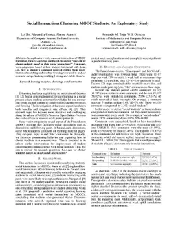 Social Interactions Clustering MOOC Students: An Exploratory Study