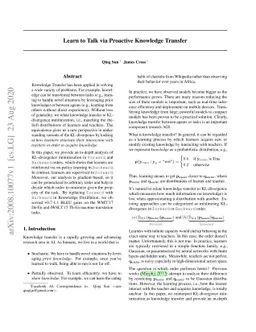 Learn to Talk via Proactive Knowledge Transfer