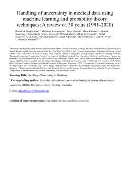 Handling of uncertainty in medical data using machine learning and
  probability theory techniques: A review of 30 years (1991-2020)