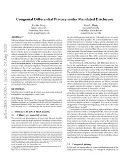 Congenial Differential Privacy under Mandated Disclosure