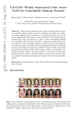 CA-GAN: Weakly Supervised Color Aware GAN for Controllable Makeup
  Transfer