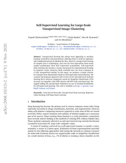 Self-Supervised Learning for Large-Scale Unsupervised Image Clustering