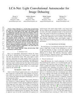 LCA-Net: Light Convolutional Autoencoder for Image Dehazing