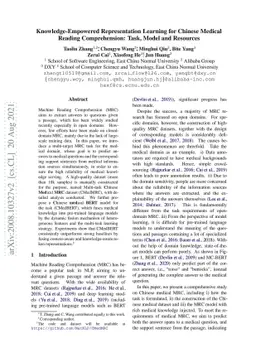 Knowledge-Empowered Representation Learning for Chinese Medical Reading
  Comprehension: Task, Model and Resources