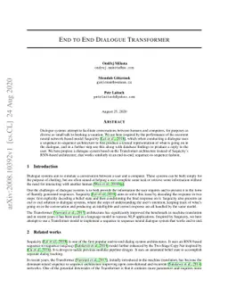 End to End Dialogue Transformer