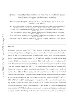 Optimal control towards sustainable wastewater treatment plants based on
  multi-agent reinforcement learning