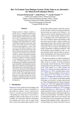 How To Evaluate Your Dialogue System: Probe Tasks as an Alternative for
  Token-level Evaluation Metrics