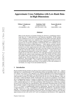 Approximate Cross-Validation with Low-Rank Data in High Dimensions
