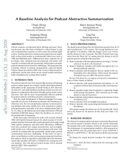 A Baseline Analysis for Podcast Abstractive Summarization