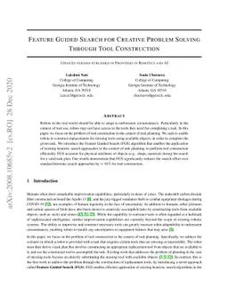 Feature Guided Search for Creative Problem Solving Through Tool
  Construction