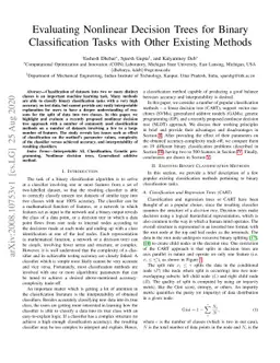 Evaluating Nonlinear Decision Trees for Binary Classification Tasks with
  Other Existing Methods