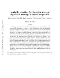 Variable selection for Gaussian process regression through a sparse
  projection