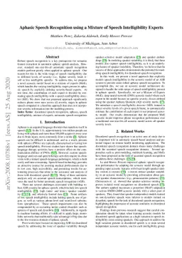 Aphasic Speech Recognition using a Mixture of Speech Intelligibility
  Experts