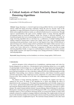 A Critical Analysis of Patch Similarity Based Image Denoising Algorithms