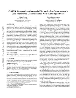 CnGAN: Generative Adversarial Networks for Cross-network user preference
  generation for non-overlapped users
