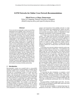 LSTM Networks for Online Cross-Network Recommendations