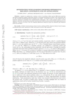Optimization with learning-informed differential equation constraints
  and its applications