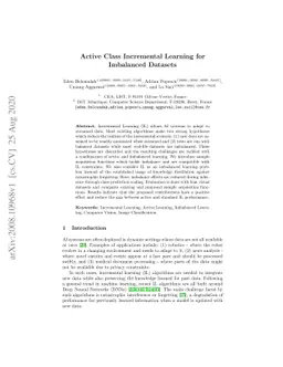 Active Class Incremental Learning for Imbalanced Datasets