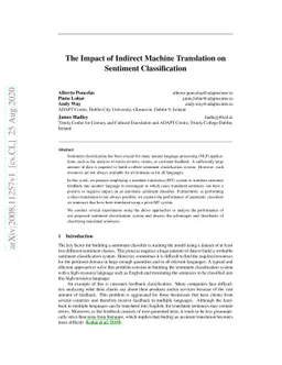 The Impact of Indirect Machine Translation on Sentiment Classification