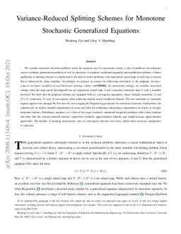 Variance-Reduced Splitting Schemes for Monotone Stochastic Generalized
  Equations